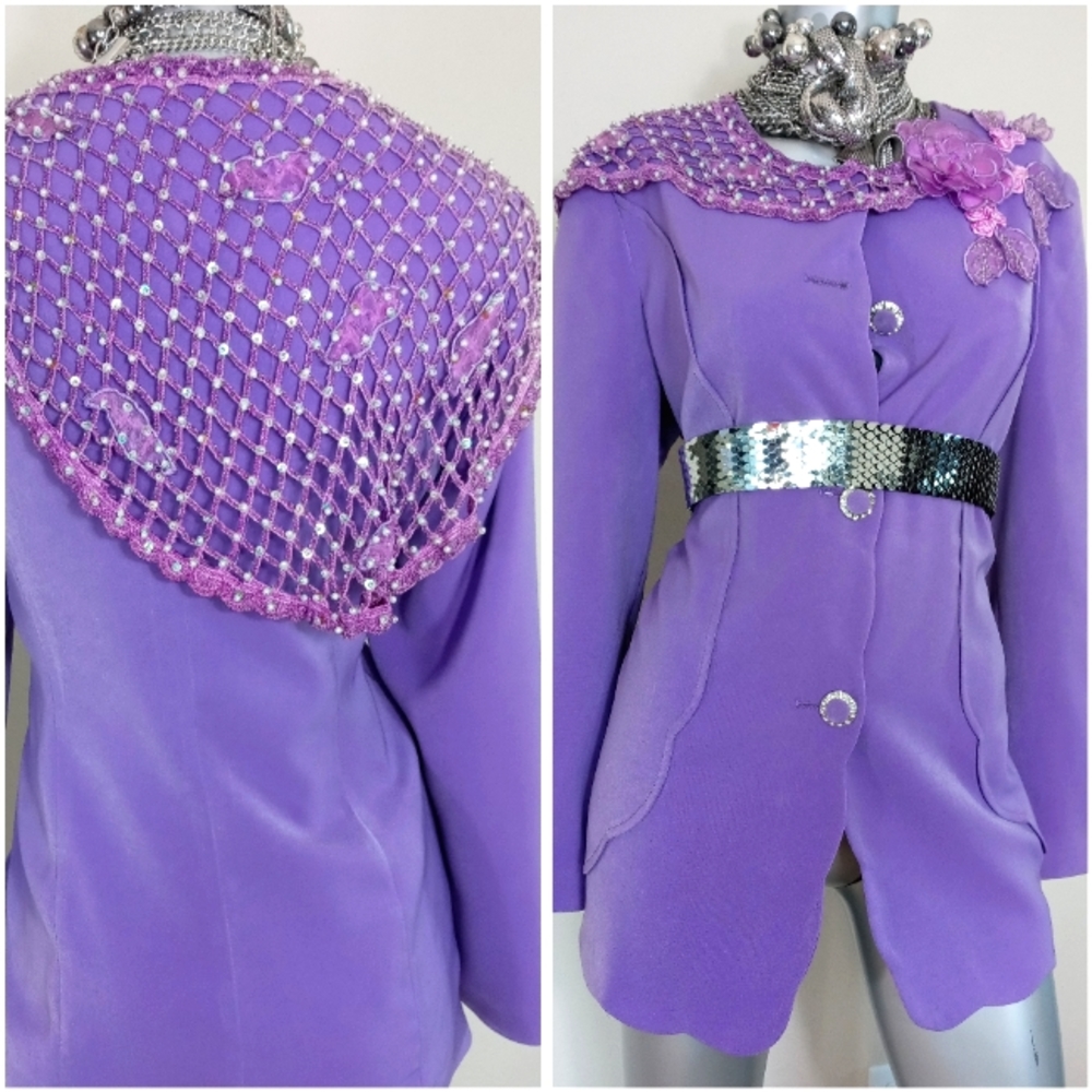 "RETRO" Granny Core Chic Glam VTG Long Lined Blazer Dress